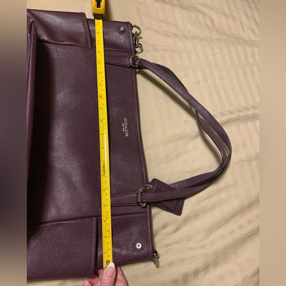 NWOT COACH TOTE BAG / diaper bag / travel bag genuine leather purple - durable! - Picture 15 of 16